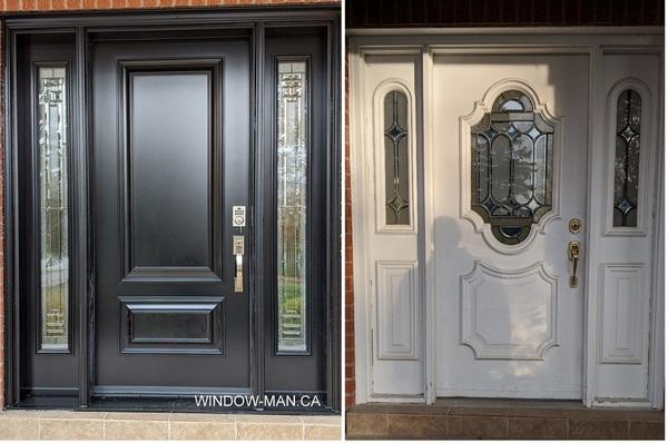 Before and After. Black door. Solid core door.
